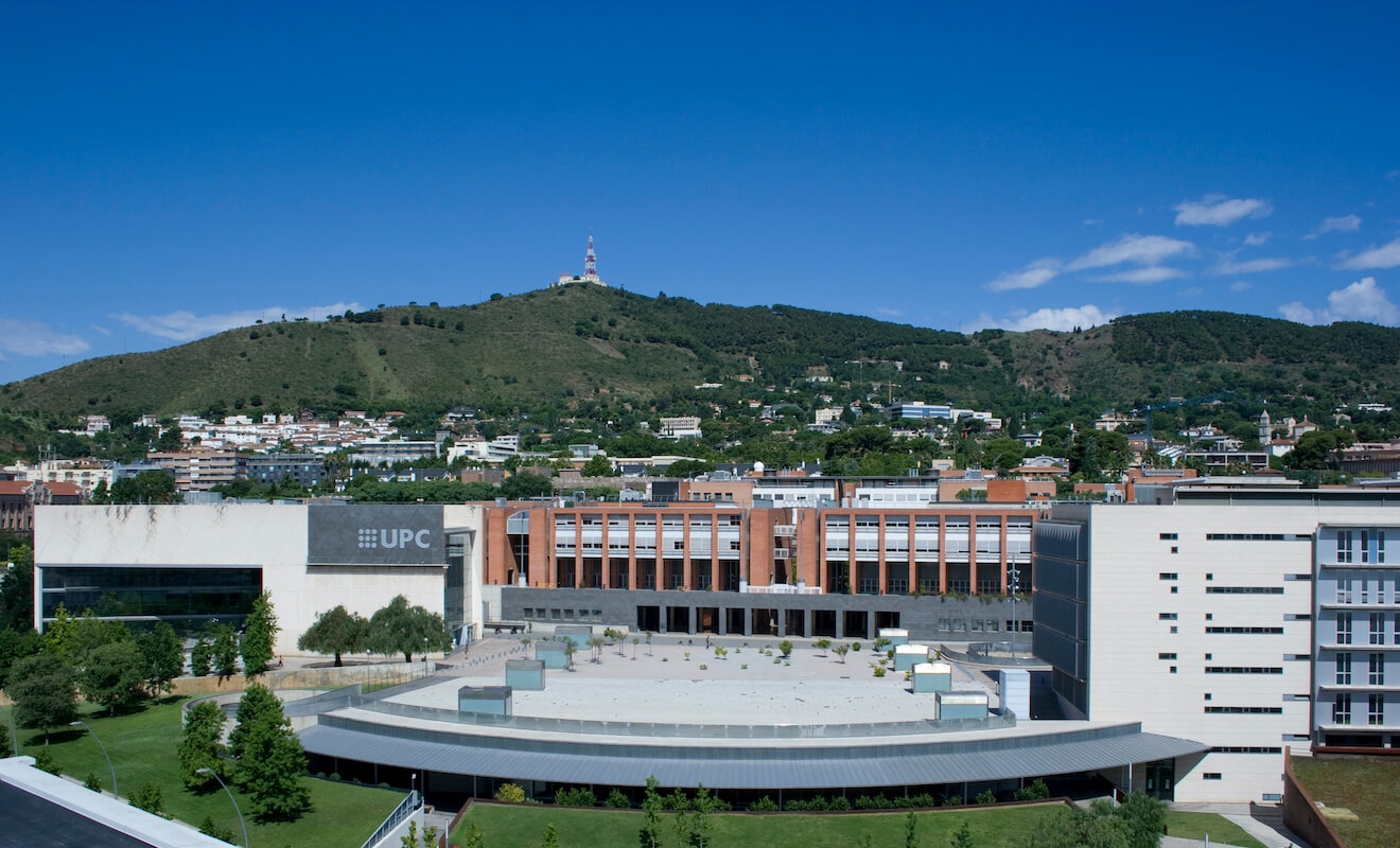 UPC Campus Nord in Barcelona with the Collserola hills behind